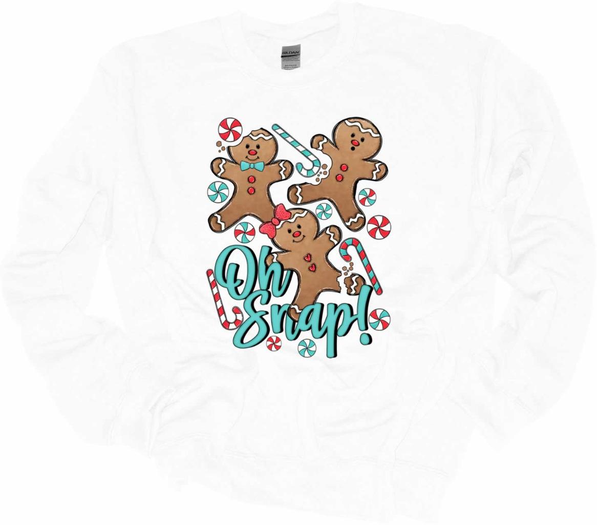 Oh Snap Gingerbread Man Candy Cane Christmas Sweatshirt Sweater