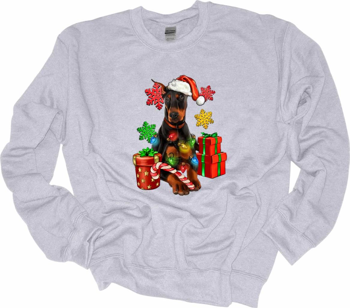 Christmas Lights Doberman Sweatshirt Doberman Dog Lover Shirt