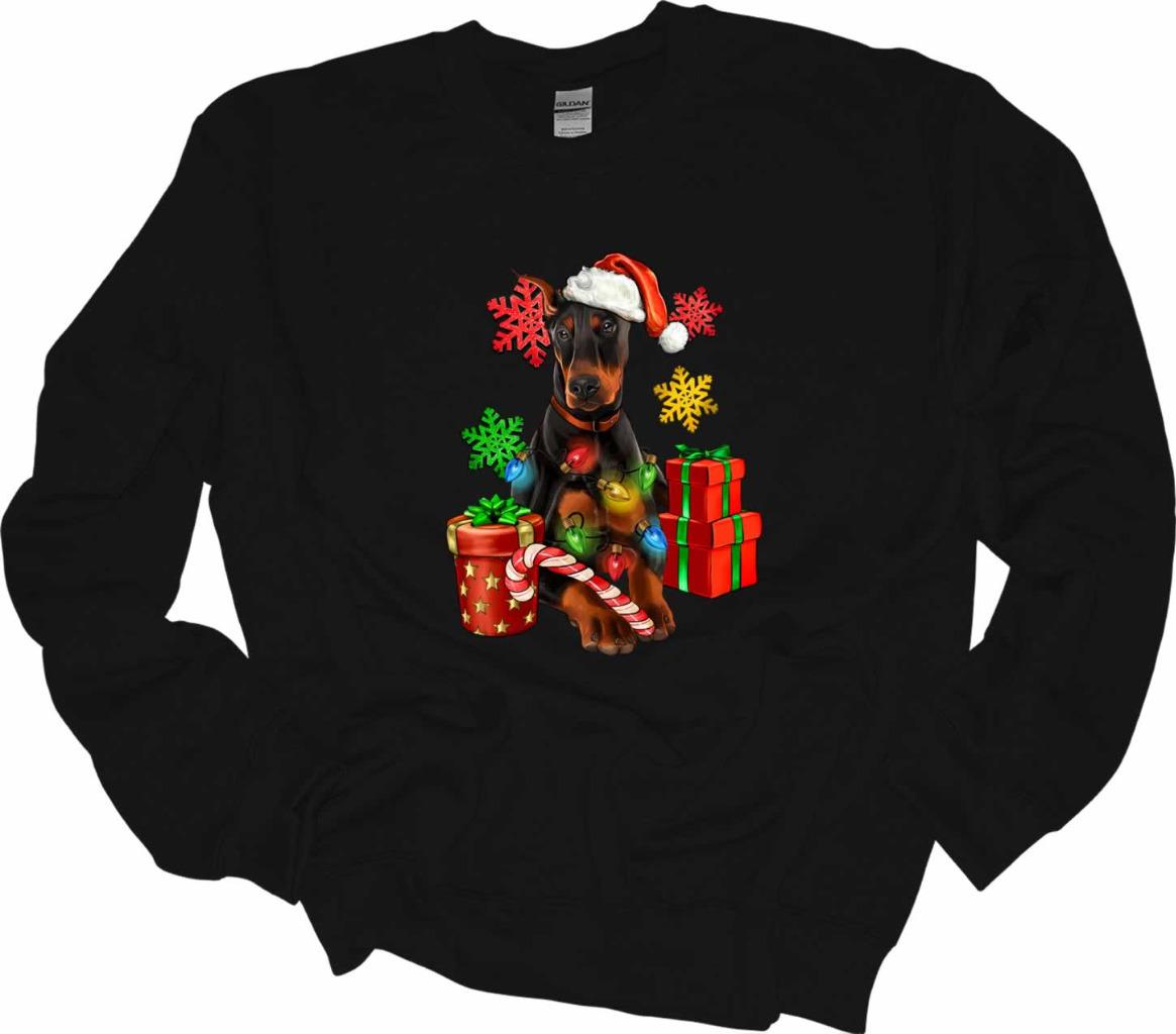 Christmas Lights Doberman Sweatshirt Doberman Dog Lover Shirt