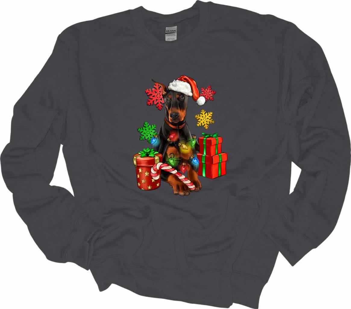 Christmas Lights Doberman Sweatshirt Doberman Dog Lover Shirt