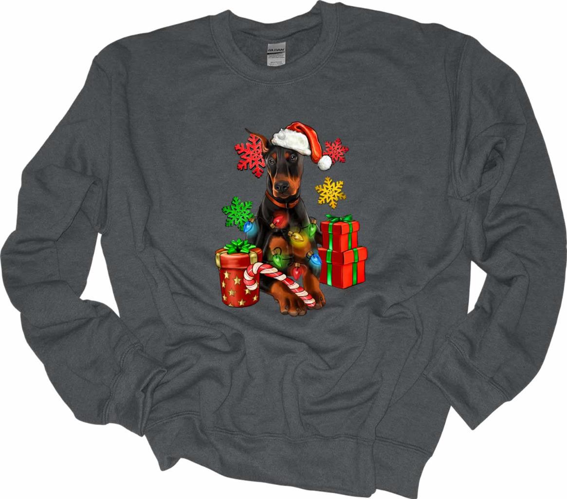 Christmas Lights Doberman Sweatshirt Doberman Dog Lover Shirt