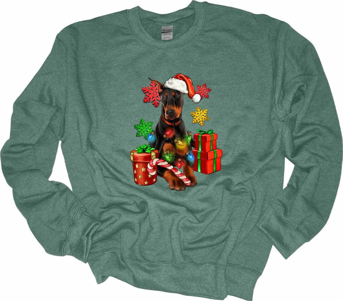 Christmas Lights Doberman Sweatshirt Doberman Dog Lover Shirt