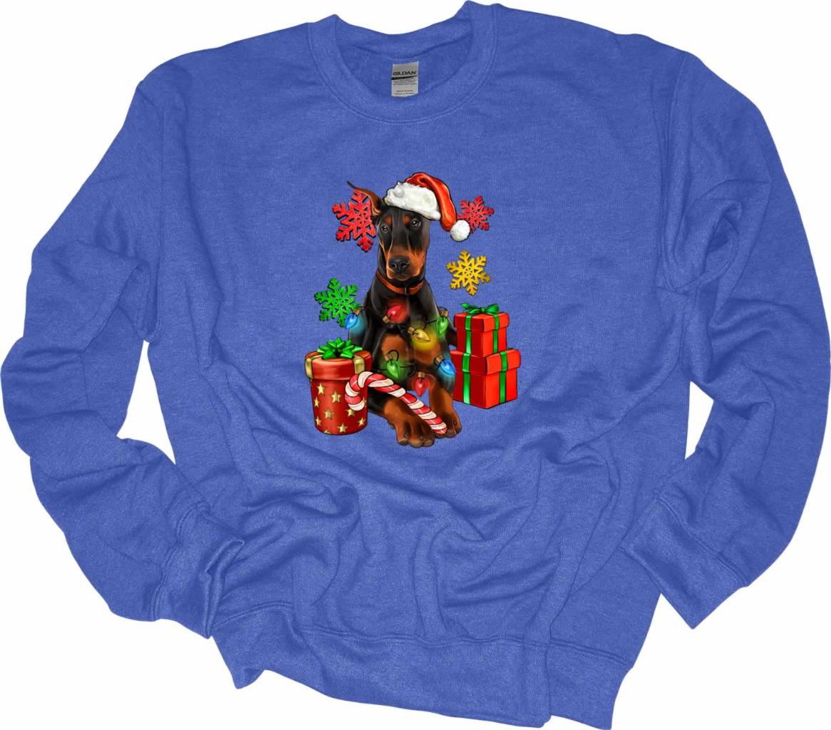 Christmas Lights Doberman Sweatshirt Doberman Dog Lover Shirt