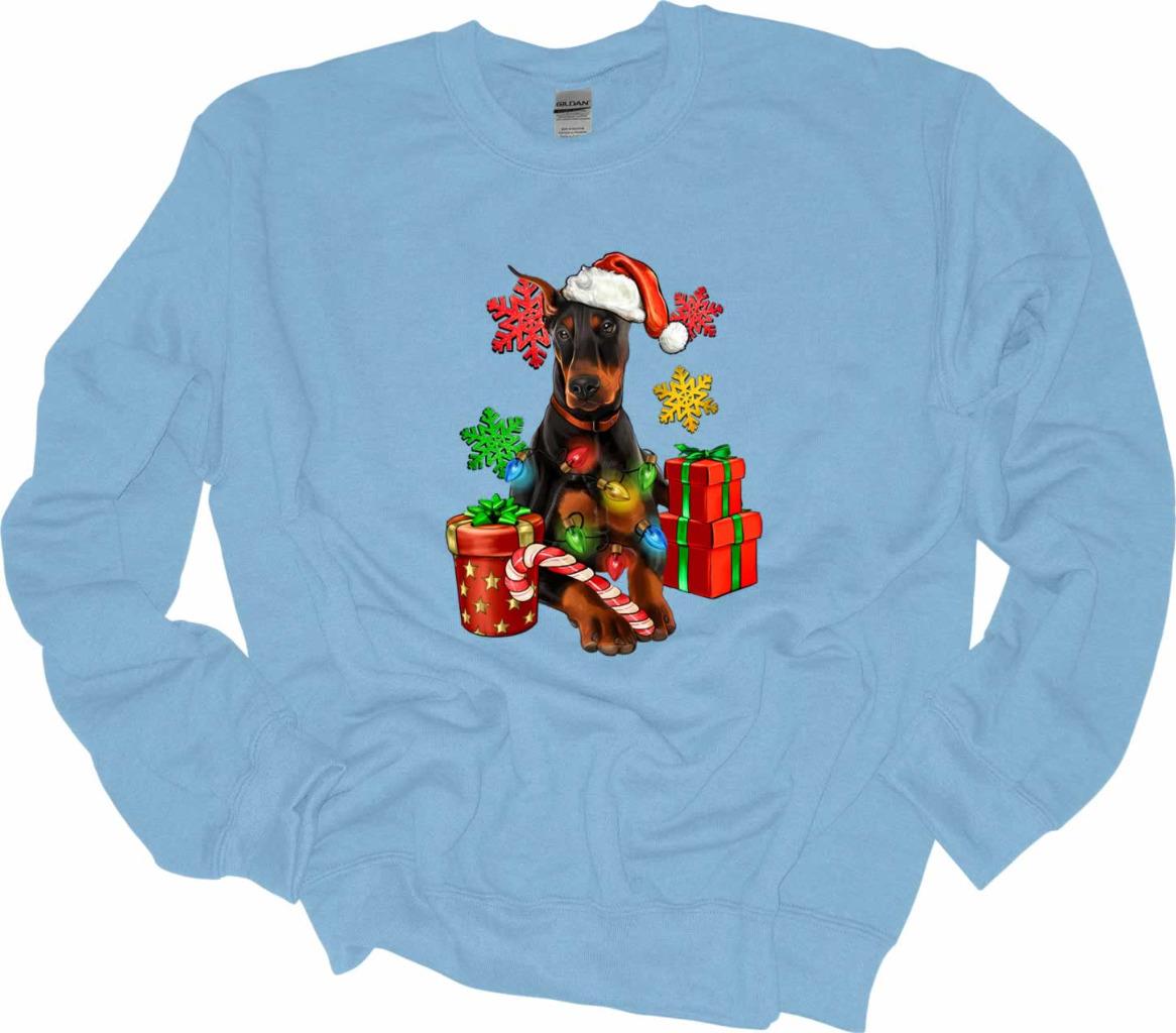 Christmas Lights Doberman Sweatshirt Doberman Dog Lover Shirt