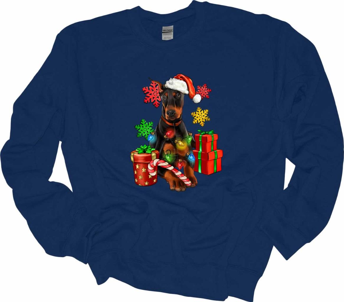 Christmas Lights Doberman Sweatshirt Doberman Dog Lover Shirt