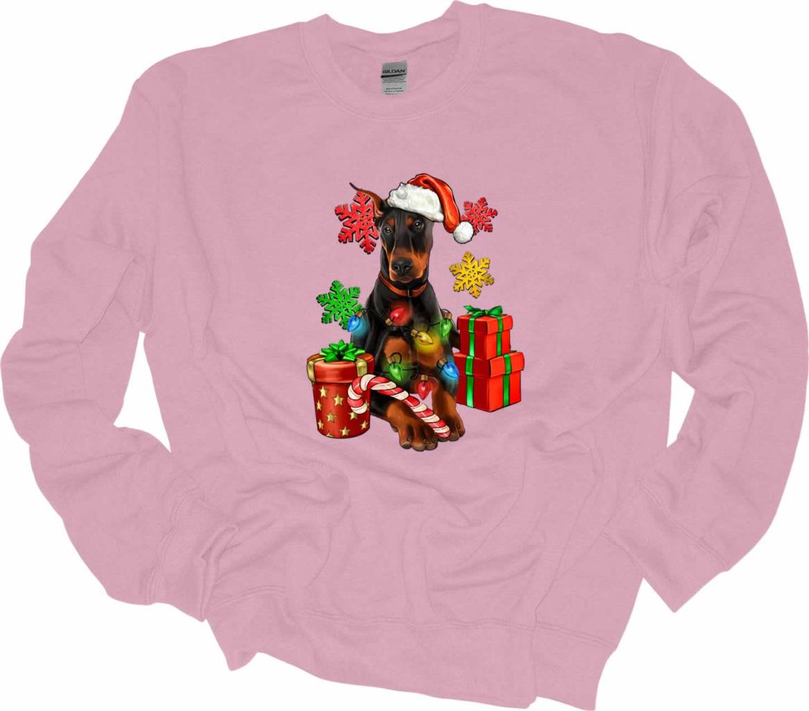 Christmas Lights Doberman Sweatshirt Doberman Dog Lover Shirt