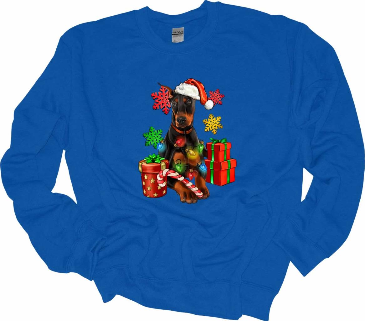 Christmas Lights Doberman Sweatshirt Doberman Dog Lover Shirt