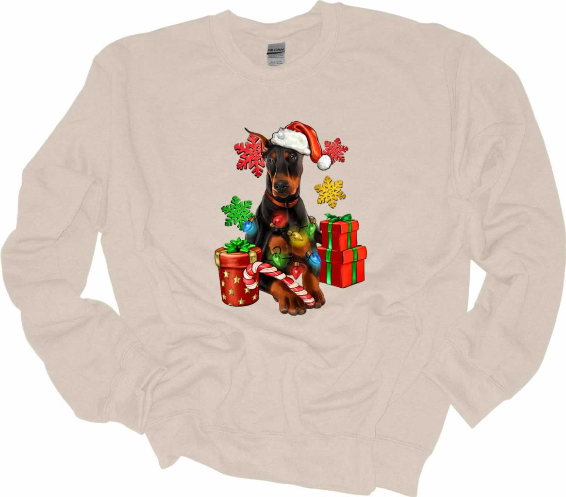 Christmas Lights Doberman Sweatshirt Doberman Dog Lover Shirt