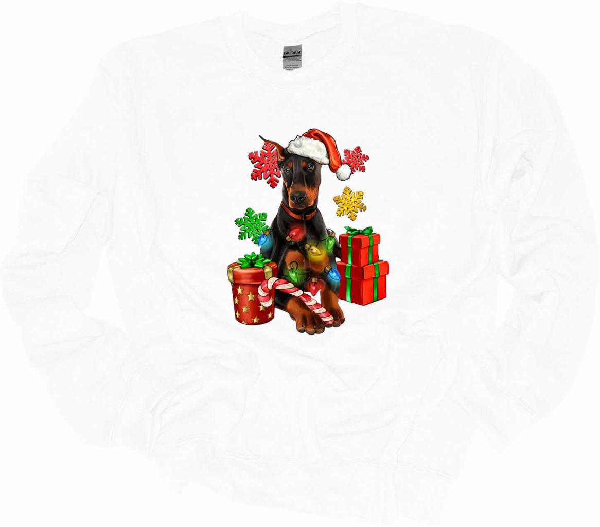 Christmas Lights Doberman Sweatshirt Doberman Dog Lover Shirt