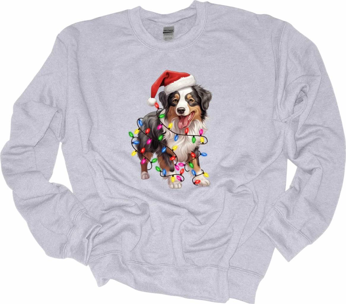 Australian Shepherd Christmas Lights Sweatshirt Aussie Australian Dog Shirt