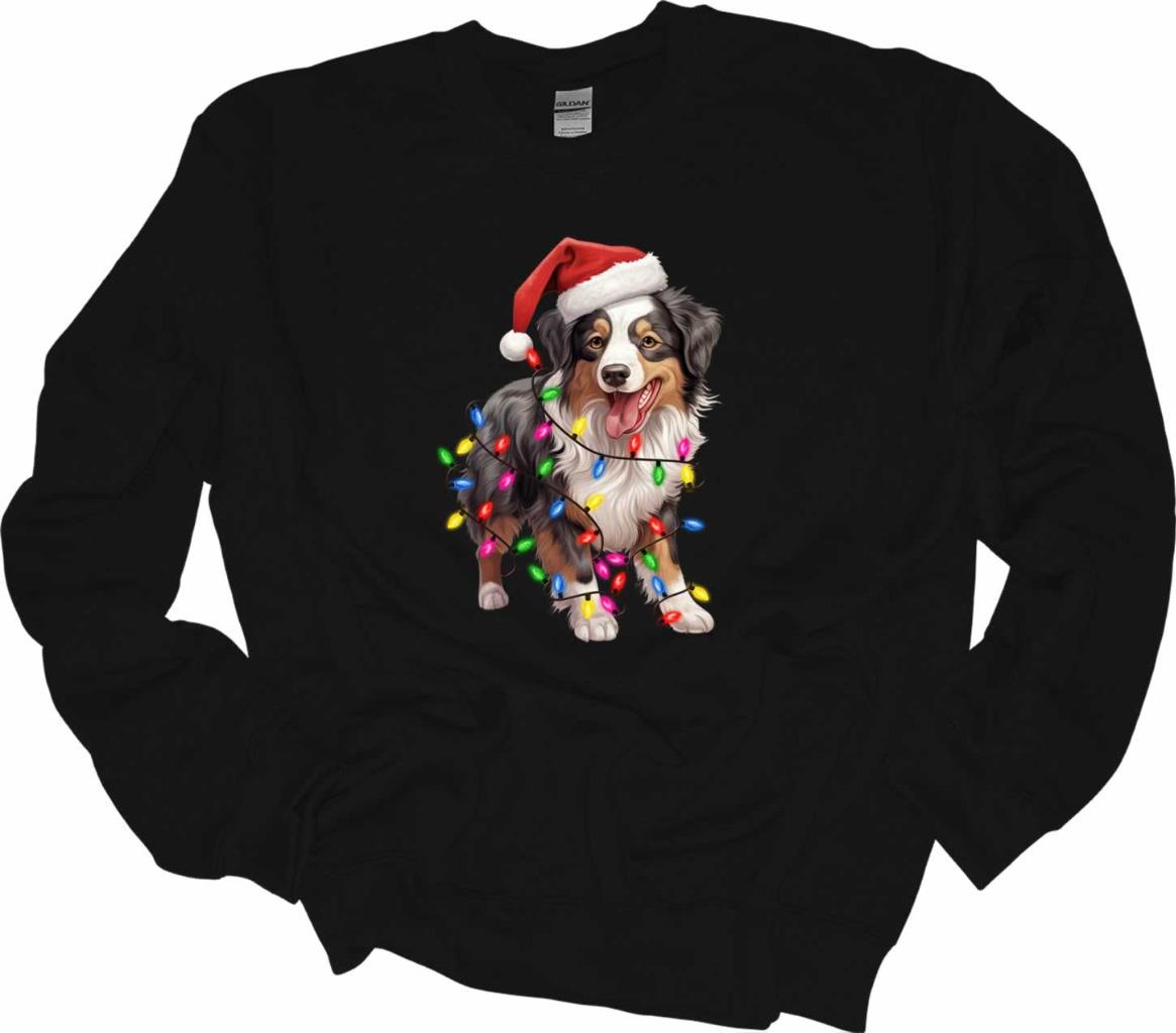 Australian Shepherd Christmas Lights Sweatshirt Aussie Australian Dog Shirt