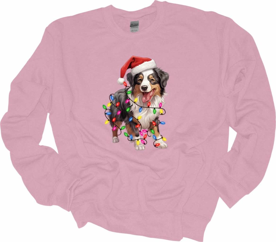 Australian Shepherd Christmas Lights Sweatshirt Aussie Australian Dog Shirt