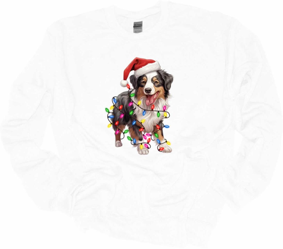 Australian Shepherd Christmas Lights Sweatshirt Aussie Australian Dog Shirt