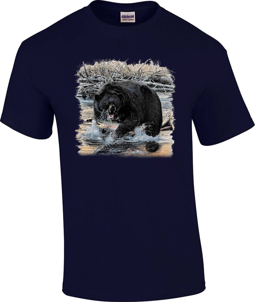 Wild Animal Wildlife Grizzly Black Bear Fishing T-Shirt | eBay