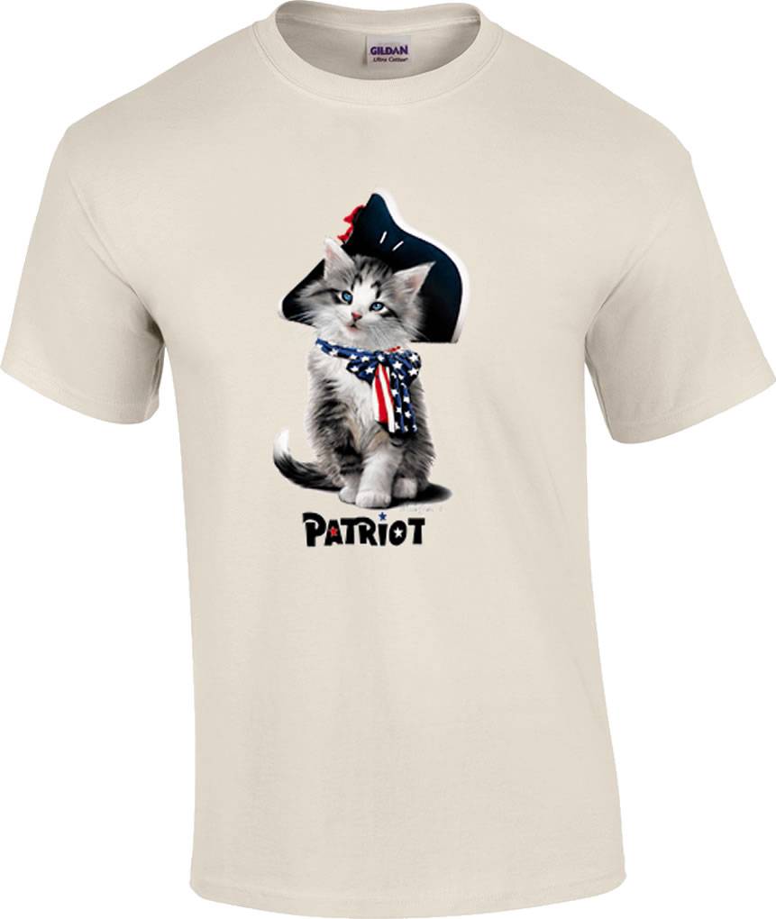 Patriotic American Red White Blue Patriot Kitten Kitty Cat T-Shirt | eBay