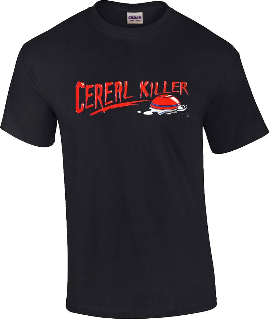 Funny Cereal Killer Spilled Milk Bowl Humor Novelty T-Shirt