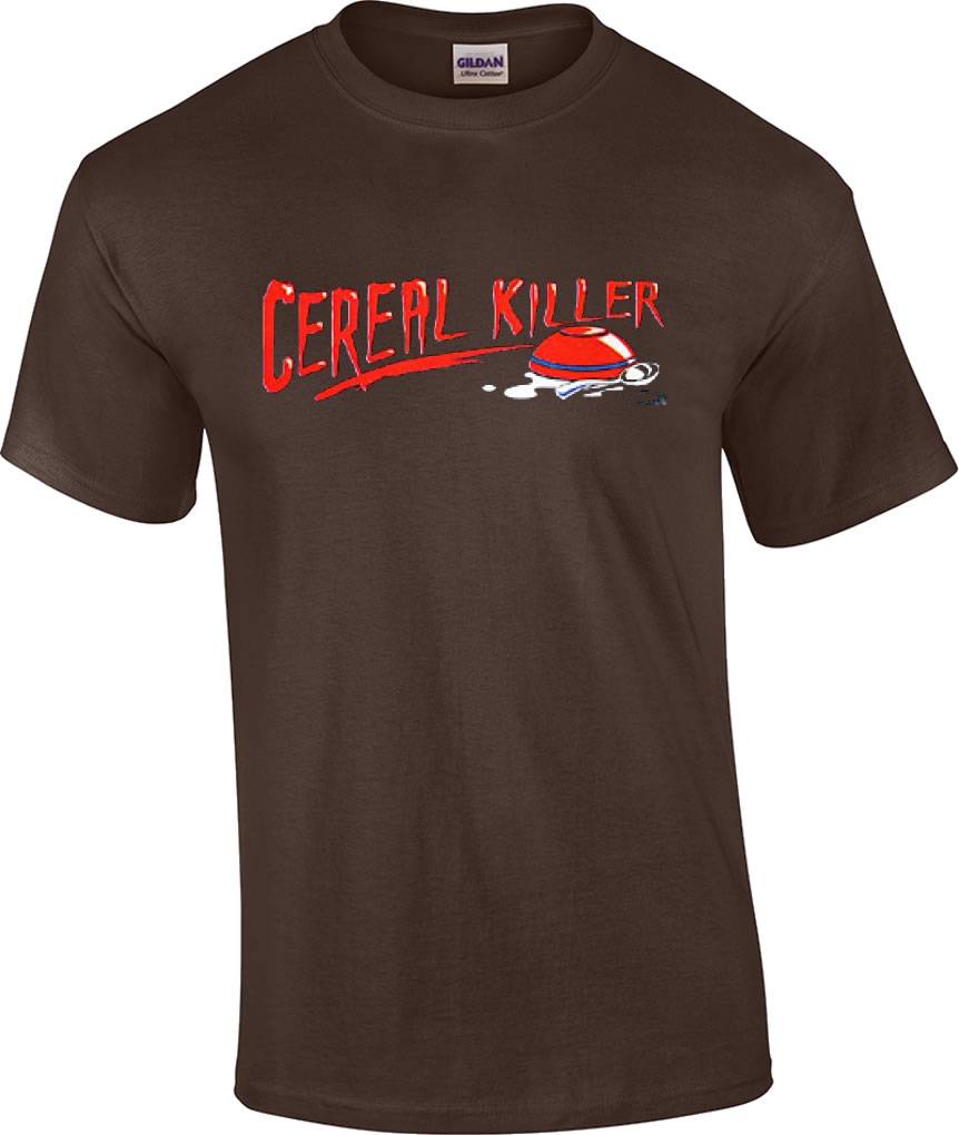 Funny Cereal Killer Spilled Milk Bowl Humor Novelty T-Shirt