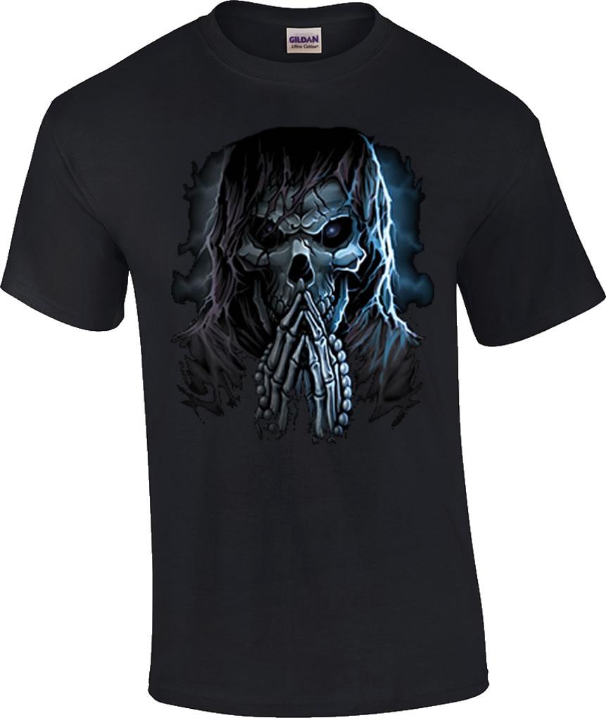 Praying Reaper Skull Death Goth Punk T-Shirt Tee