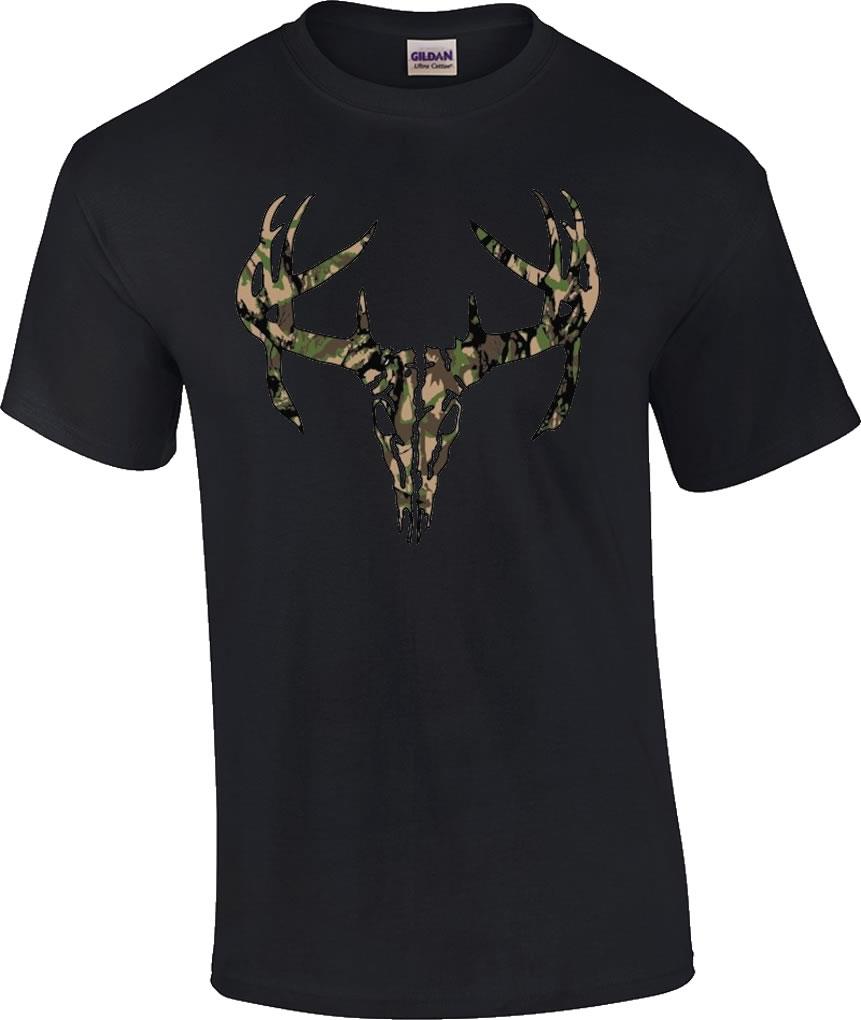 Camo Deer Skull Camouflauge Buck Deer Hunter T-Shirt