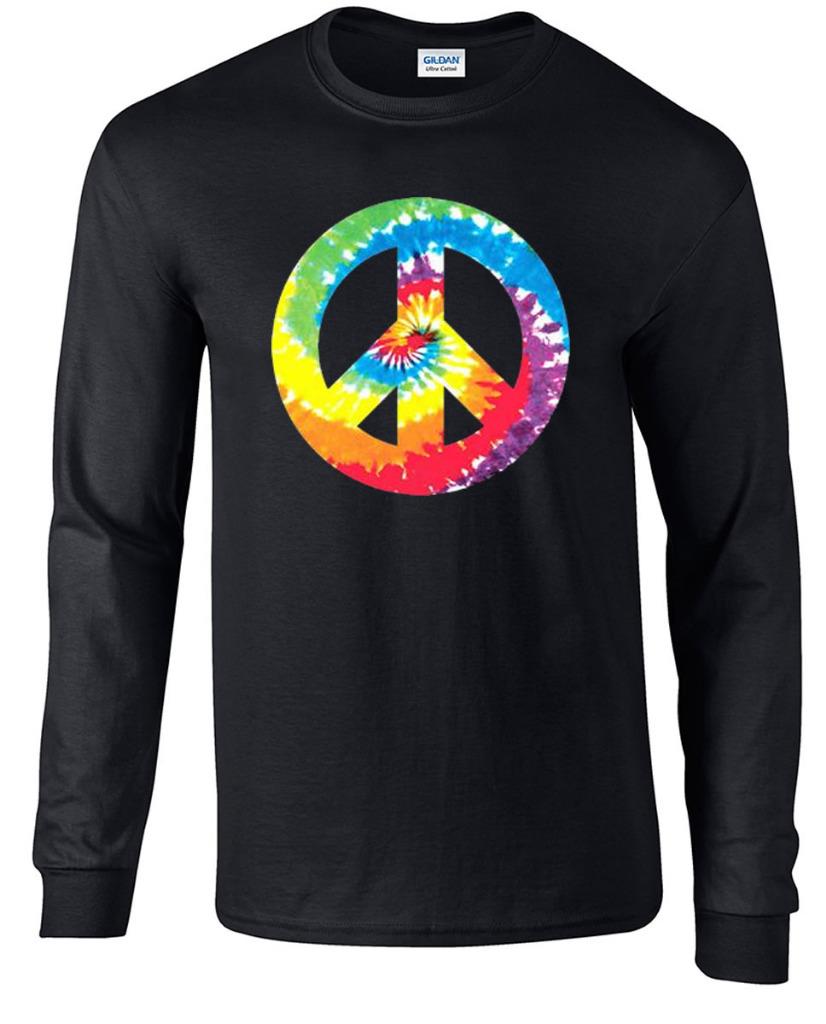 Tie Dye Peace Sign 60's 70's Hippie Long Sleeve T-Shirt
