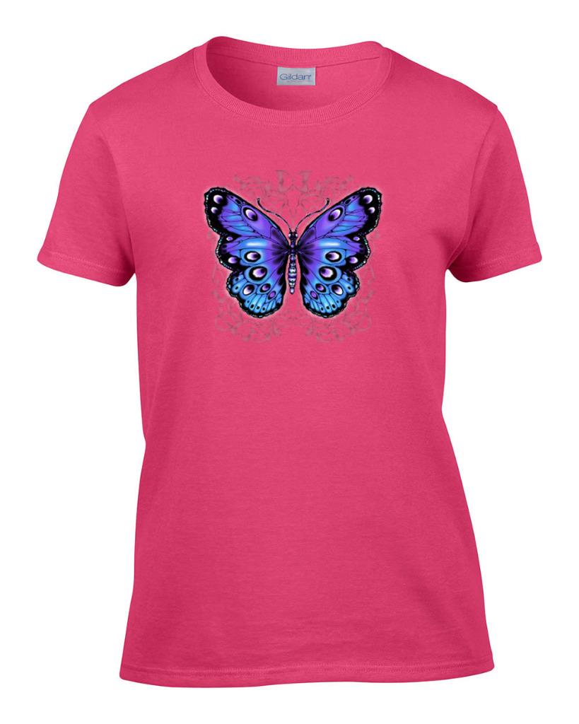 Ladies Beautiful Purple Black Butterfly Women's T-Shirt | eBay