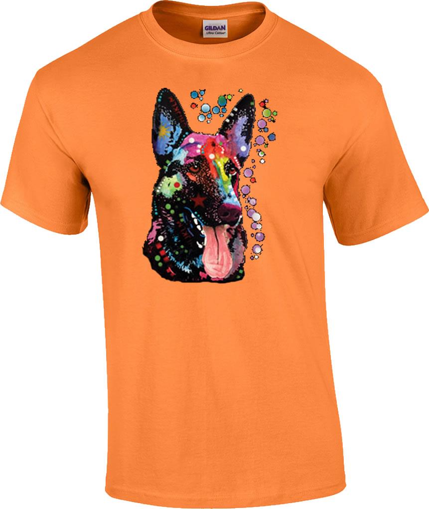 Dean Russo German Shepherd Neon Fluorescent Blacklight Patchwork Dog T ...