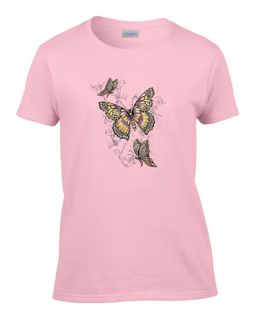 Ladies Triple Butterflies Yellow Butterfly Women's T-Shirt | eBay