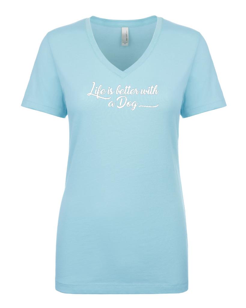 Ladies Life Is Better With A Dog Women's V-Neck T-Shirt - Picture 9 of 10
