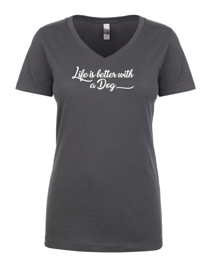 Ladies Life Is Better With A Dog Women's V-Neck T-Shirt - Picture 10 of 10