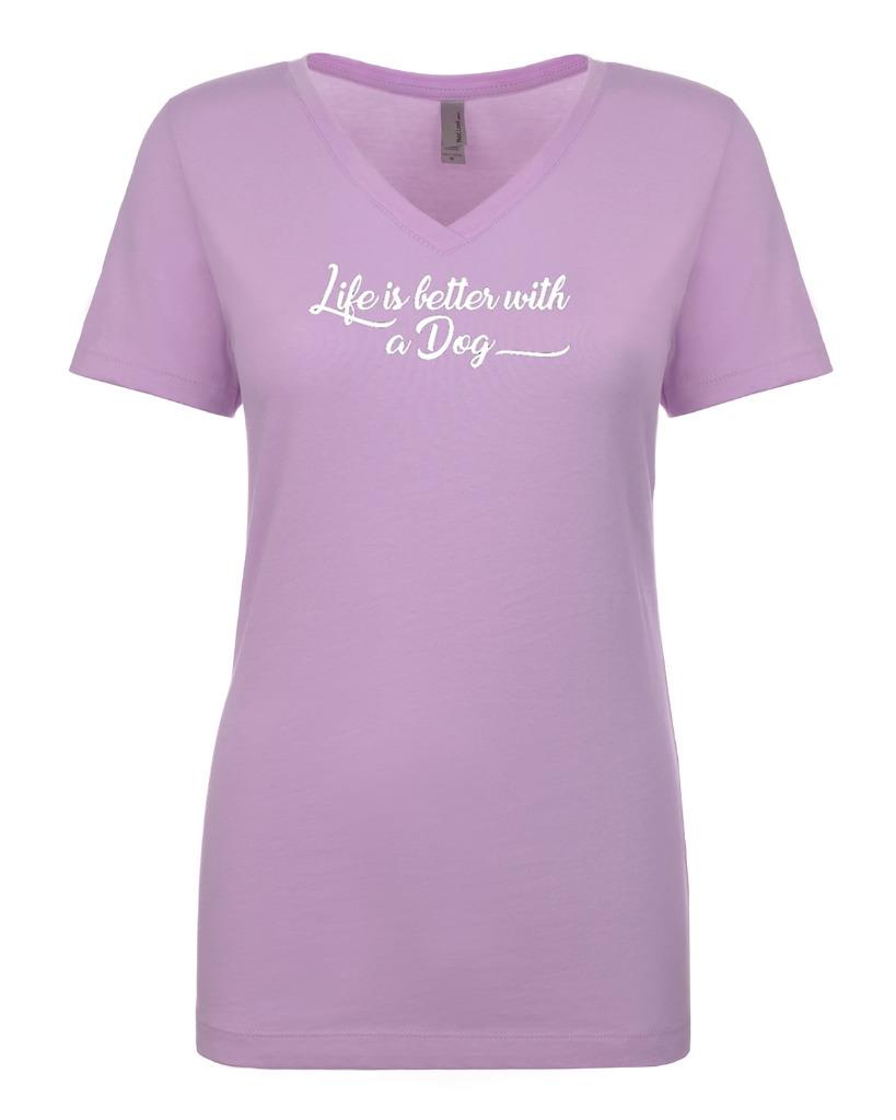 Ladies Life Is Better With A Dog Women's V-Neck T-Shirt - Picture 8 of 10