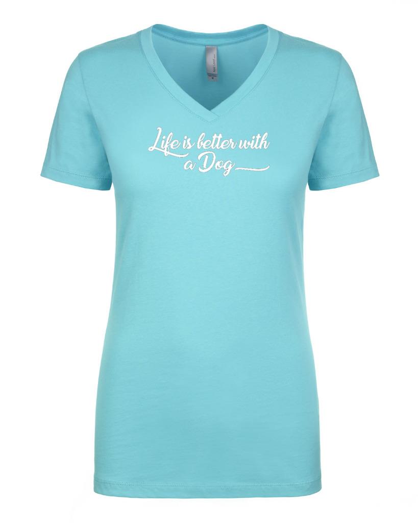 Ladies Life Is Better With A Dog Women's V-Neck T-Shirt - Picture 7 of 10
