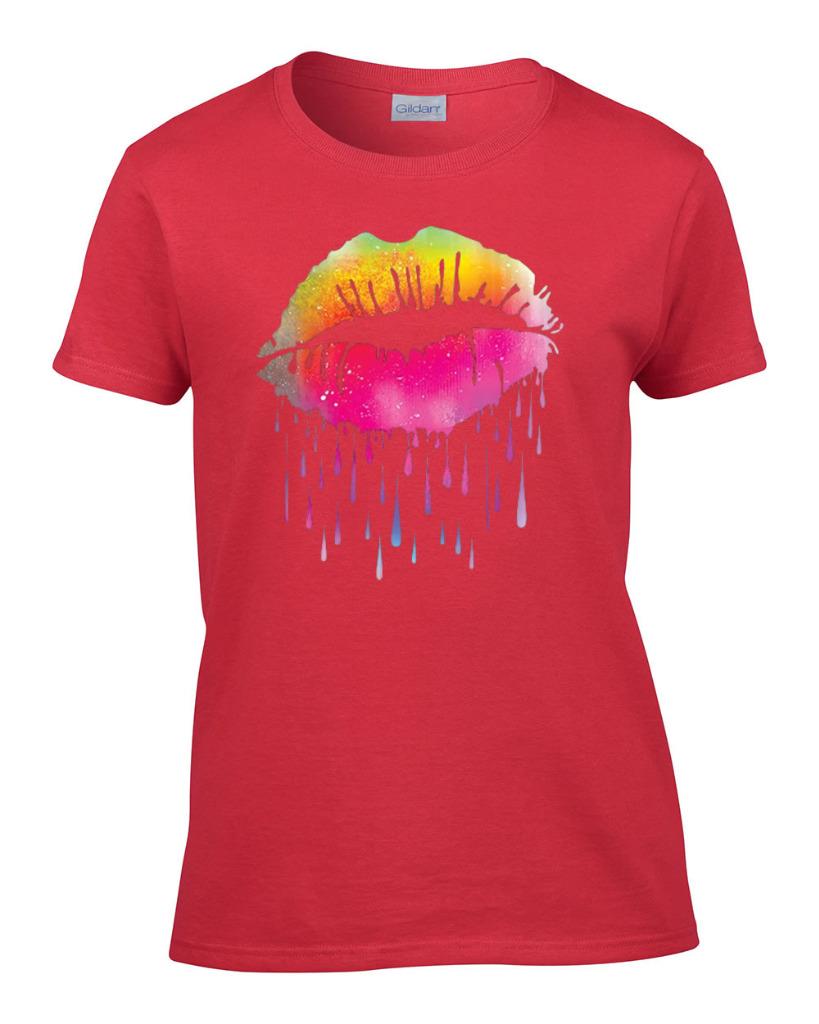 Ladies Neon Melting Lips Like Sugar Dripping Lips Women's T-Shirt | eBay