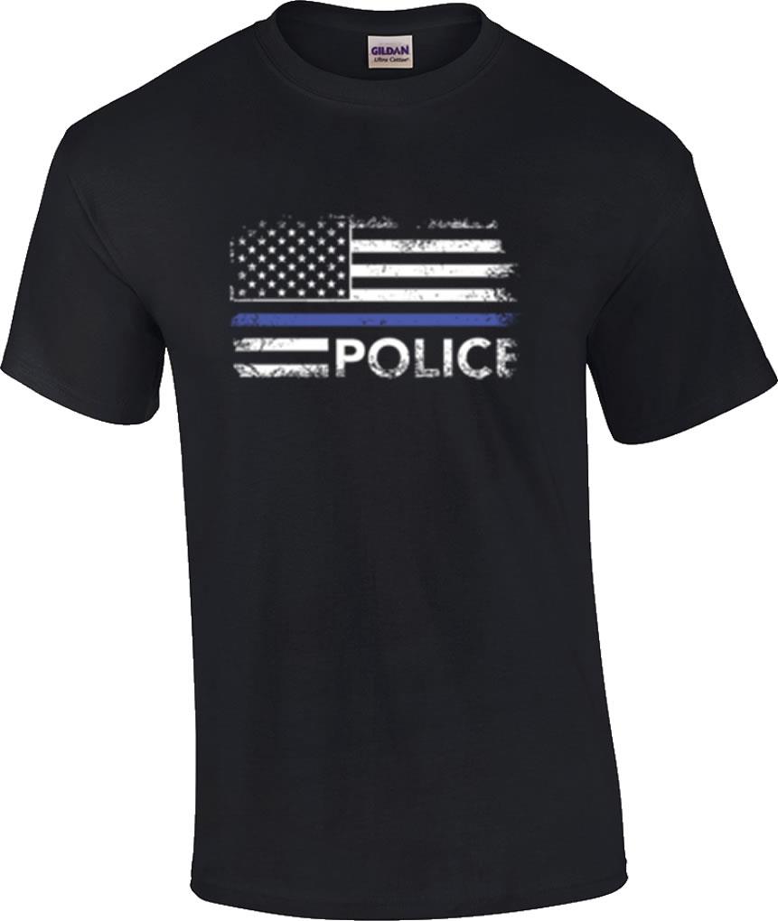 Distressed Police Blue Line Flag Law Enforcement T-Shirt | eBay