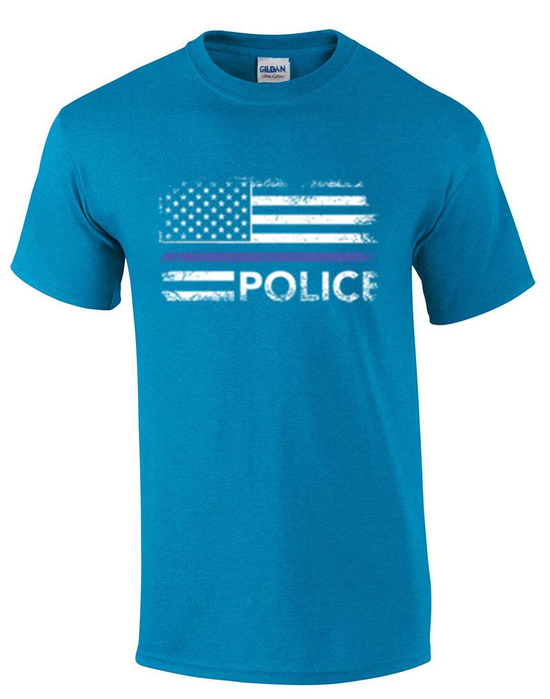 Distressed Police Blue Line Flag Law Enforcement T-Shirt | eBay
