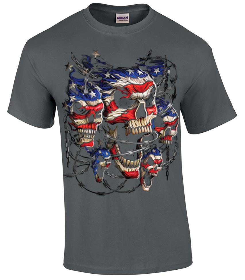 Flag Patriotic Skulls Red White Blue Skull Licensed T-Shirt | eBay