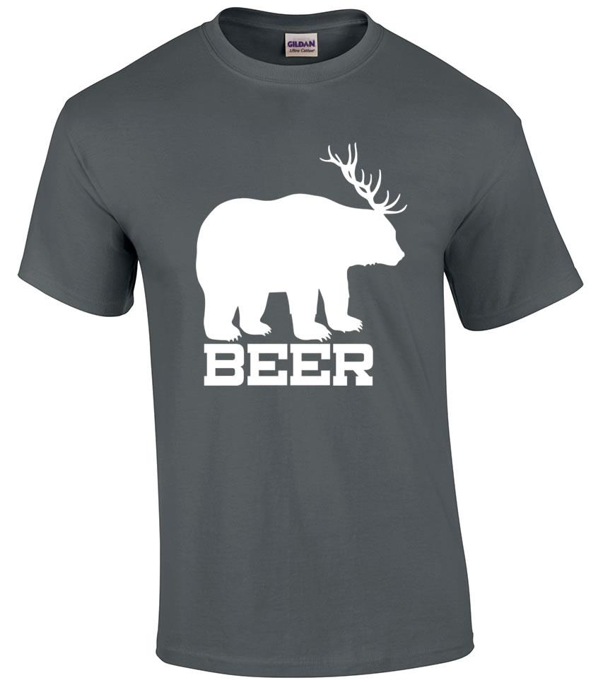 bear with antlers beer shirt