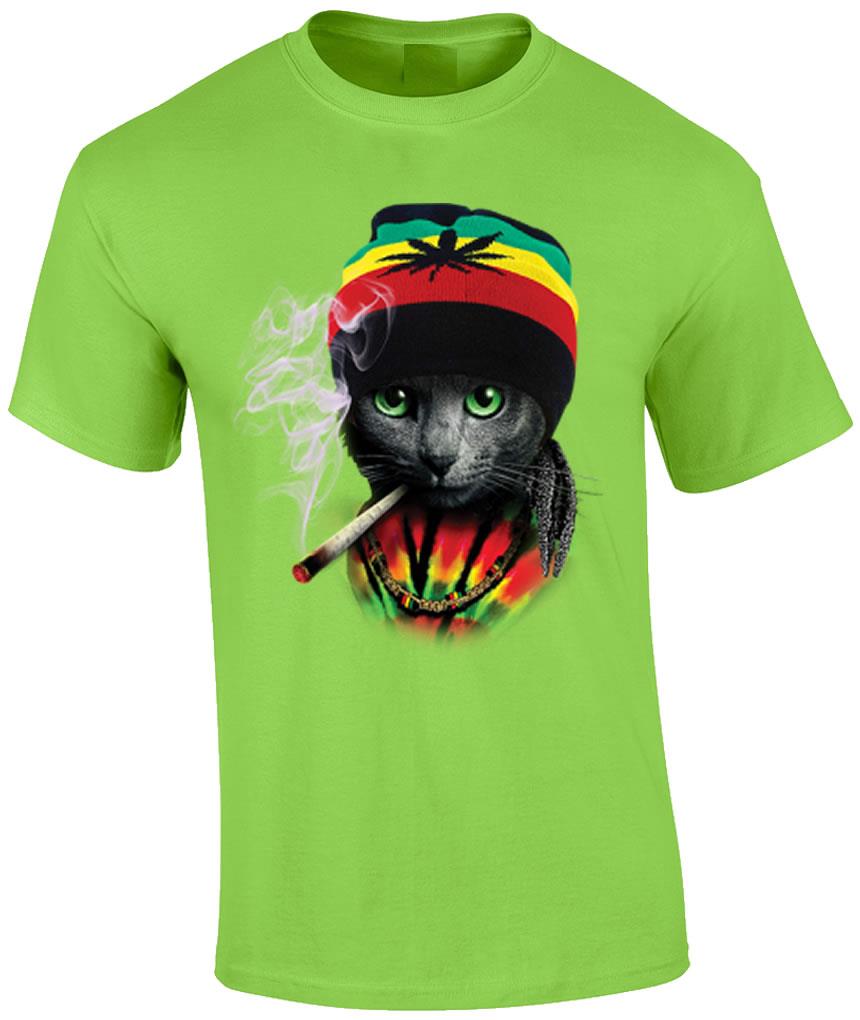 Rasta Cat Dreadlocks Marijuana Womens T-shirt XS-3XL