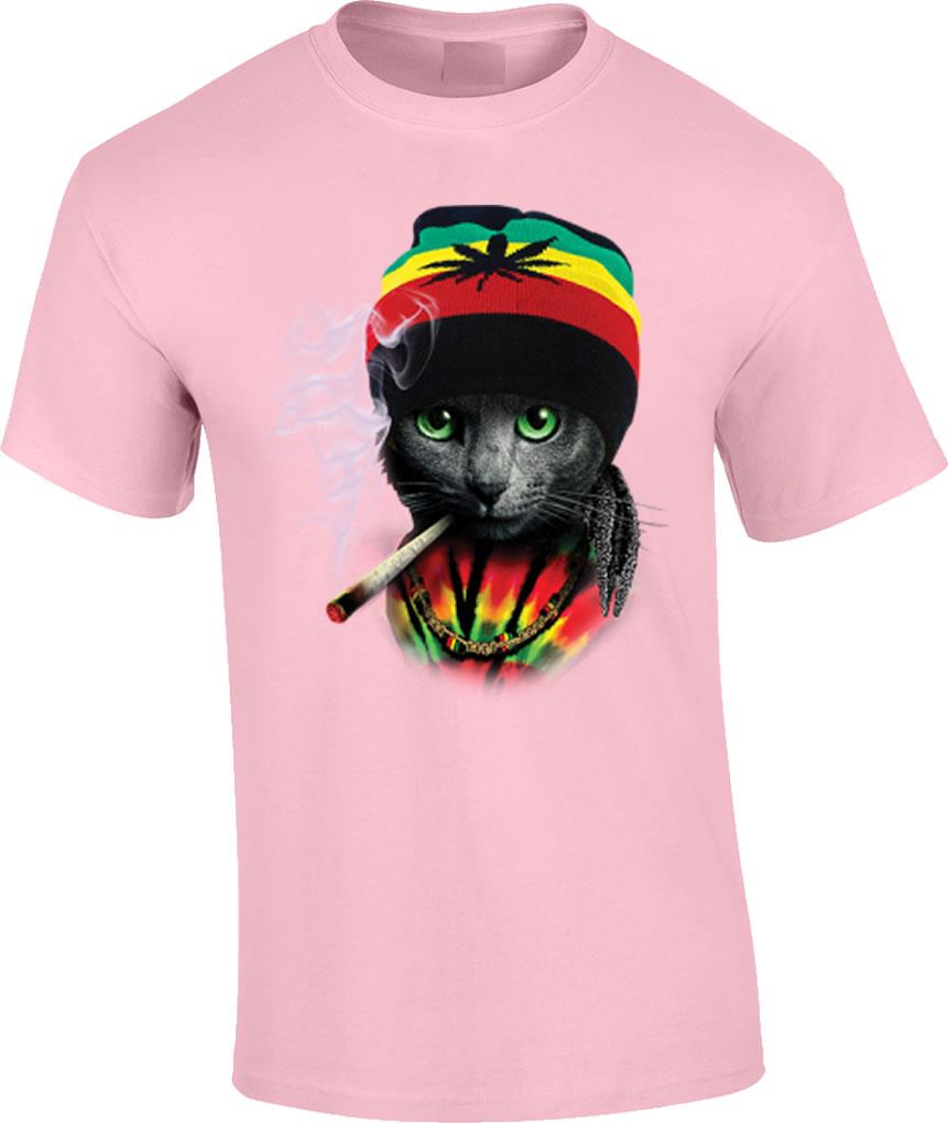 Rasta Cat Dreadlocks Marijuana Womens T-shirt XS-3XL