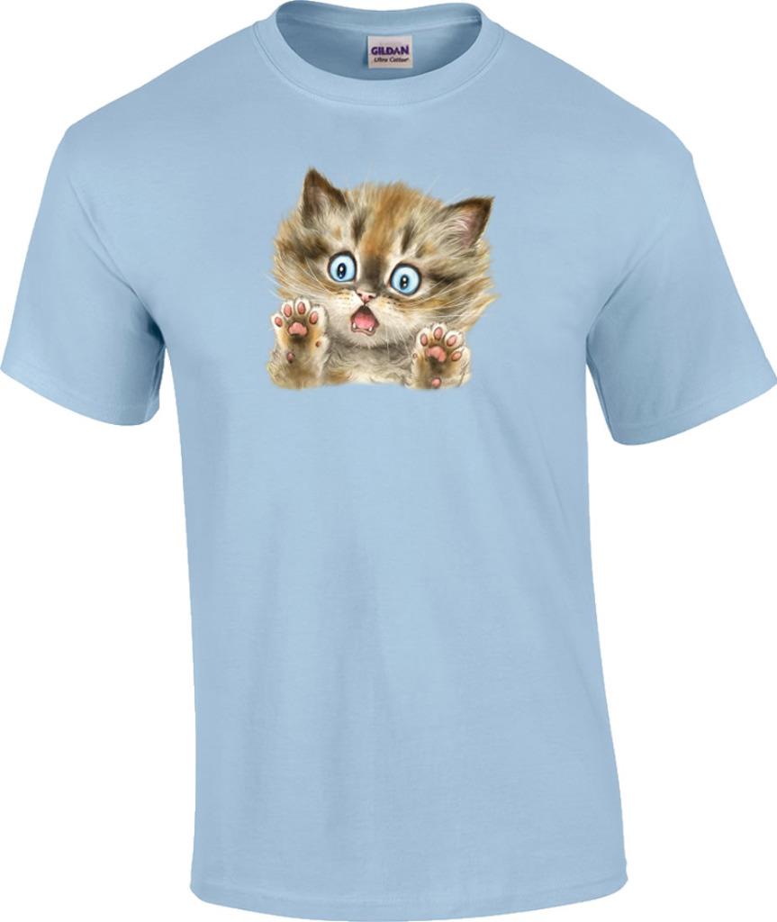 Scaredy Cat Cute Kitten Face Cat Lover T-Shirt | eBay