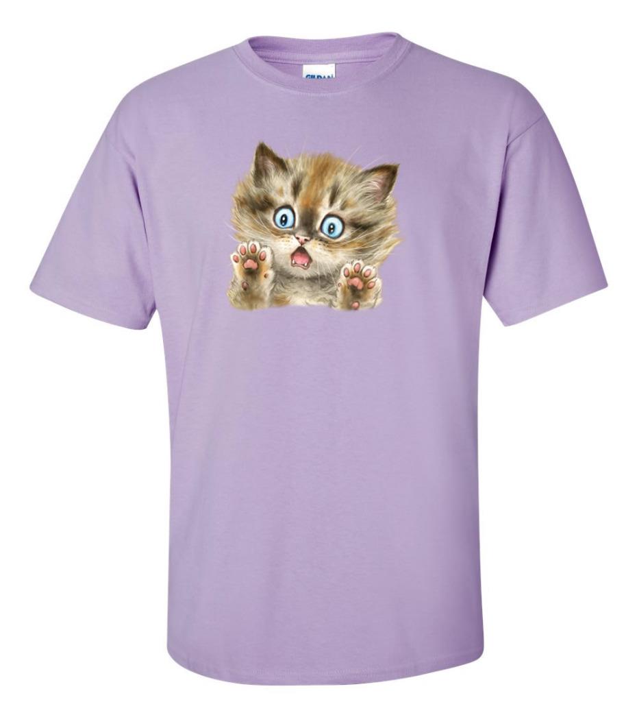 Scaredy Cat Cute Kitten Face Cat Lover T Shirt Ebay 