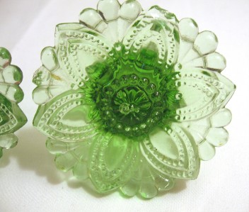 Vintage Green Depression Glass Vaseline Uranium Curtain Tie Backs