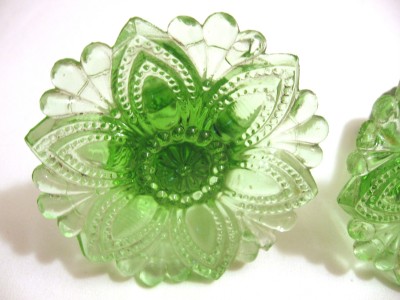 Vintage Green Depression Glass Vaseline Uranium Curtain Tie Backs