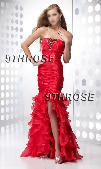 BEAUTY MERMAID! FISH-CUT RED BEADED FORMAL/PROM/EVENING DRESS WITH ...