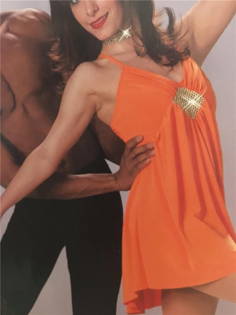 orange ballet dress Orange Ballroom Dance Dress | Ombre Chiffon | Size 3/4-9/10