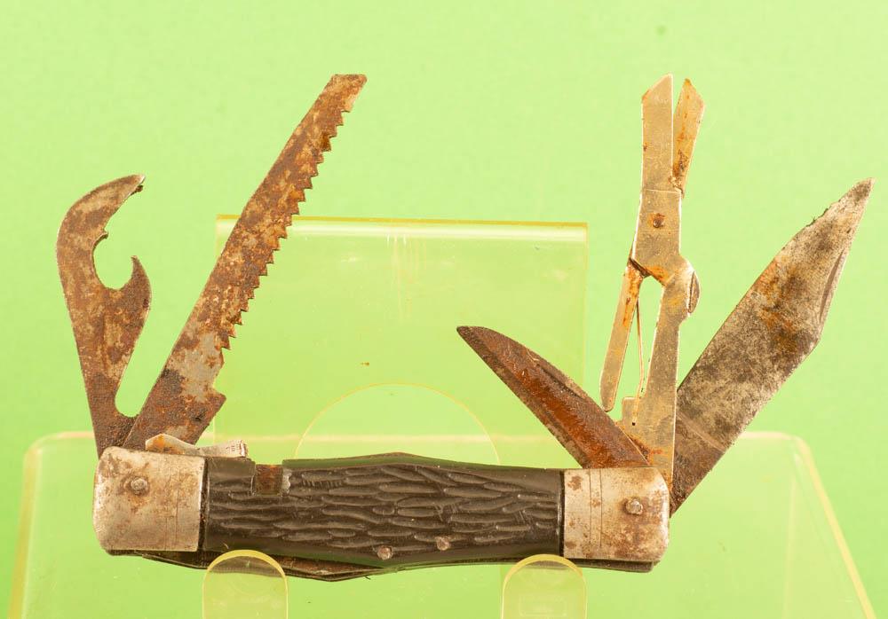 HUGE VINTAGE JAPANESE MULTI TOOL KNIFE CIRCA 1960 NEEDS LOTS OF WORK