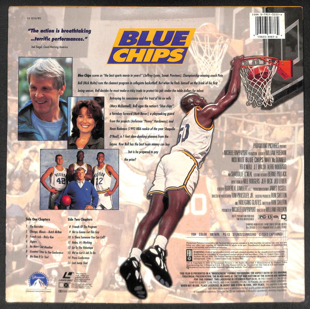 Basketball Movie Blue Chips Nick Nolte Mary Mcdonnell Laserdisc