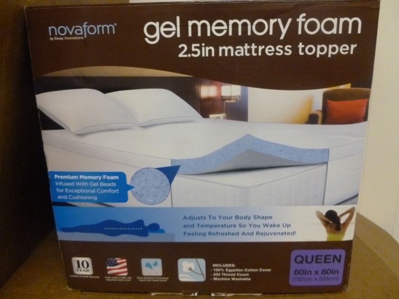 NEW! Sleep Innovation Novaform 2.5" Gel Memory Foam Topper Queen eBay