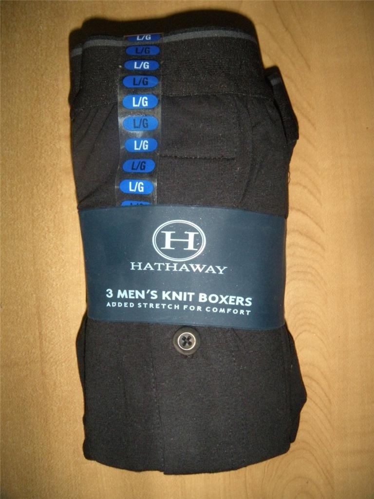 NIP 3PK HATHAWAY Mens Stretch Knit Boxers Sz LARGE 36 38 BLACK Cotton on PopScreen