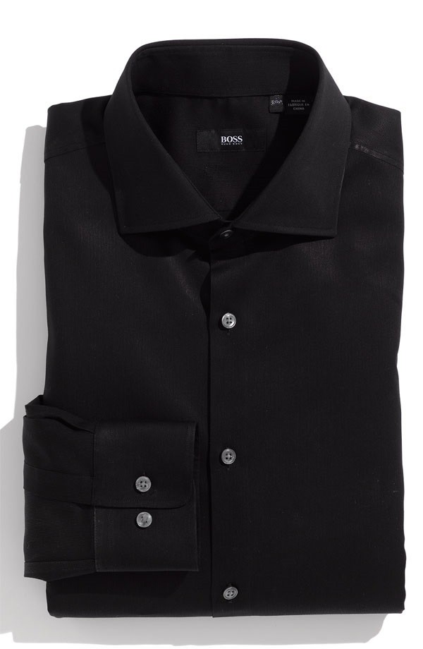 BOSS by HUGO BOSS Mens Dress Shirt BLACK STRIPE Classic Fit Sz: MED ...