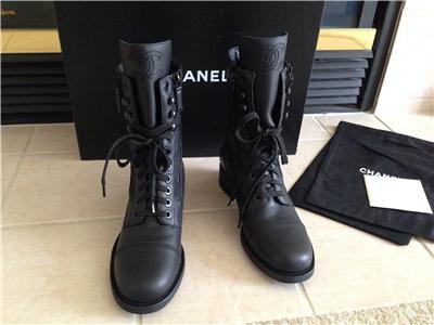 chanel quilted leather combat boots
